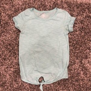 Teal and white striped shirt